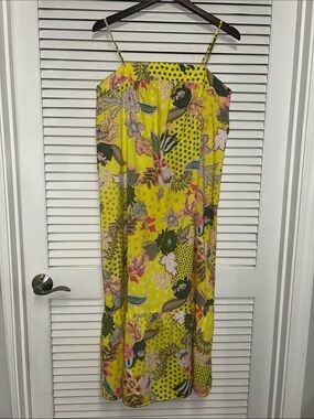 Loft Lemon Yellow Tropical Maxi Dress